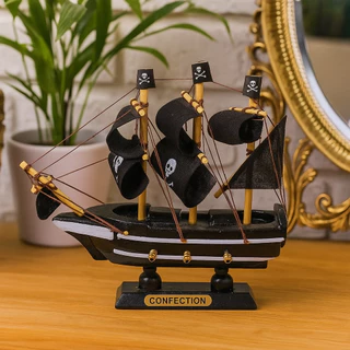 Barco Navio Pirata Caravela Decorativo De Madeira 18x18x4 Cm