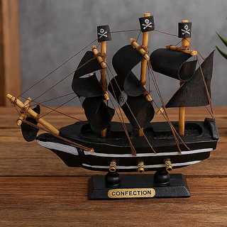 Barco Navio Pirata Caravela Decorativo De Madeira 28x30x5 Cm