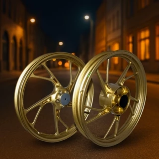 Par Jogo de Rodas Liga Leve CG 160 Titan Pé de Galinha 1.85x18 e 2.15x18 Douradas Freio a Disco