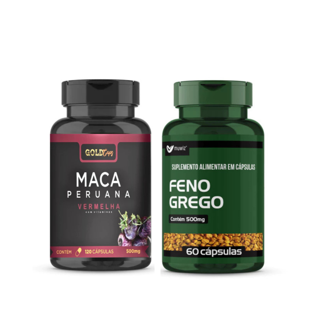 Kit Maca Peruana Vermelha 120 Cápsulas + Feno Grego Muwiz 60 Cápsulas ...