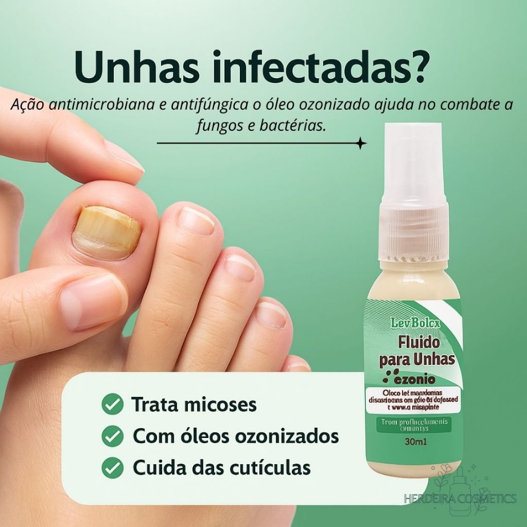 Fluido para Unhas Ozônio Tratamento Combate Fungos Bactérias Causadoras ...