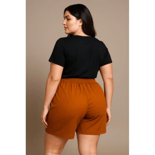 CLASS Short Feminino Alfaiataria com Bolsos | Elástico nas Costas | Conforto & Estilo Plus Size