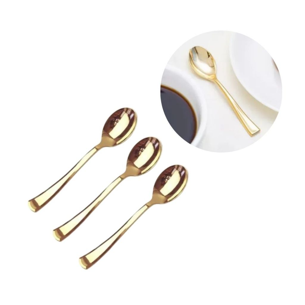 200 Mini Colher Metalizada Dourada Gold Premium Silver Dourado Ouro ...