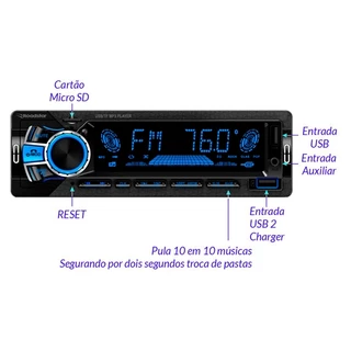 Radio Roadstar RS-2751BR Bluetooth Usb Som Automotivo Carro
