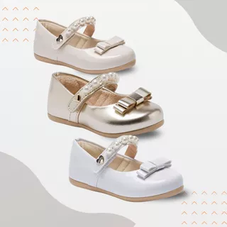 Sapatilha Infantil Bebê Menina Batizado Feminino Laço Pérola Festa 99207 Pequito em Oferta na Shopee