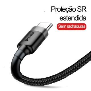 Baseus Cabo USB para Tipo-C Nylon 3A 1 Metro Cafule Carregamento Rápido iPhone 15 16 Android