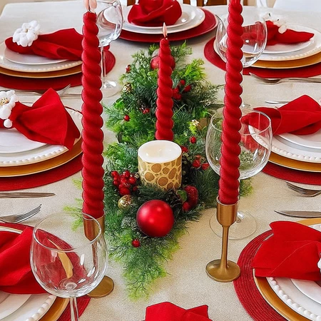 Vela vermelha torcida para castiçais kit 2 unidades natal jantar romântico namorados decoração festa