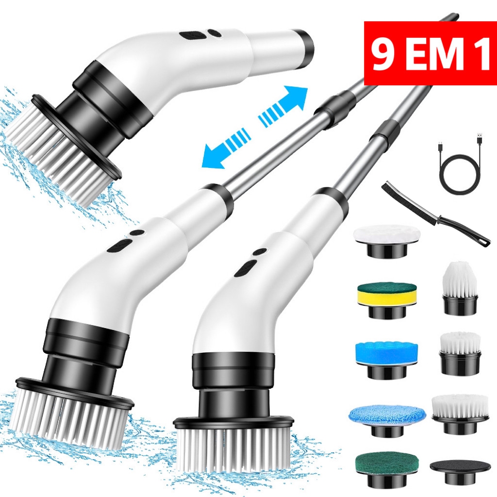 Escova De Limpeza Ajustável Janela Banheiro e Cozinha Ferramenta 9 EM 1 Recarregável | Shopee Brasil