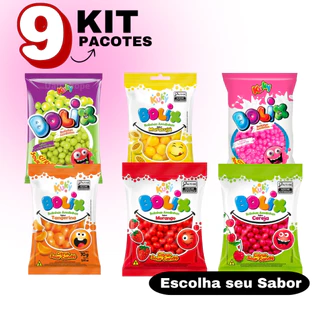 Kit Bolix Uva Verde Maracujá Tangerina Iogurte Cereja Morango Goma Bala Azedinha Kuky Doces