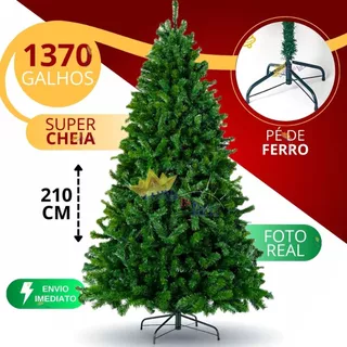 Árvore de Natal 210 cm 1370 Galhos Exclusiva Super Cheia Grande Luxo Decoração de Natal 2025