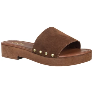 Tamanco Feminino Plataforma Flatform Mule Slide Salto Baixo Madeira Tachas Lateral Casual GiGiL em Oferta na Shopee
