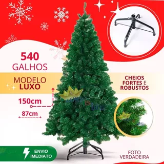 Árvore de Natal 150 cm 540 Galhos Super Cheia Grande Luxo Decoração de Natal 2025