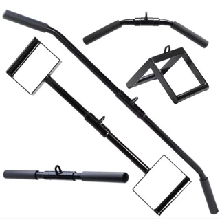 Kit Puxador Costas Neutro + Barra Reta + Barra Curva + Triângulo Pulley Academia