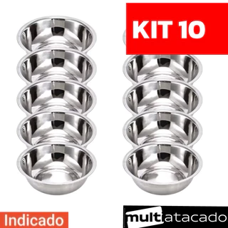 KIT até 10 Tigelas bowl inox Grosso Vasilha saladeira Multiuso Fundo Tigela Redonda - Aço Inox pote de aço inox