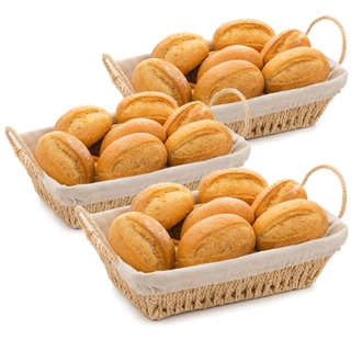 Cesto Retangular Papel com Alça Forro em Tecido Pão Frutas Piquenique Decoração Multiuso Luxo Wolff