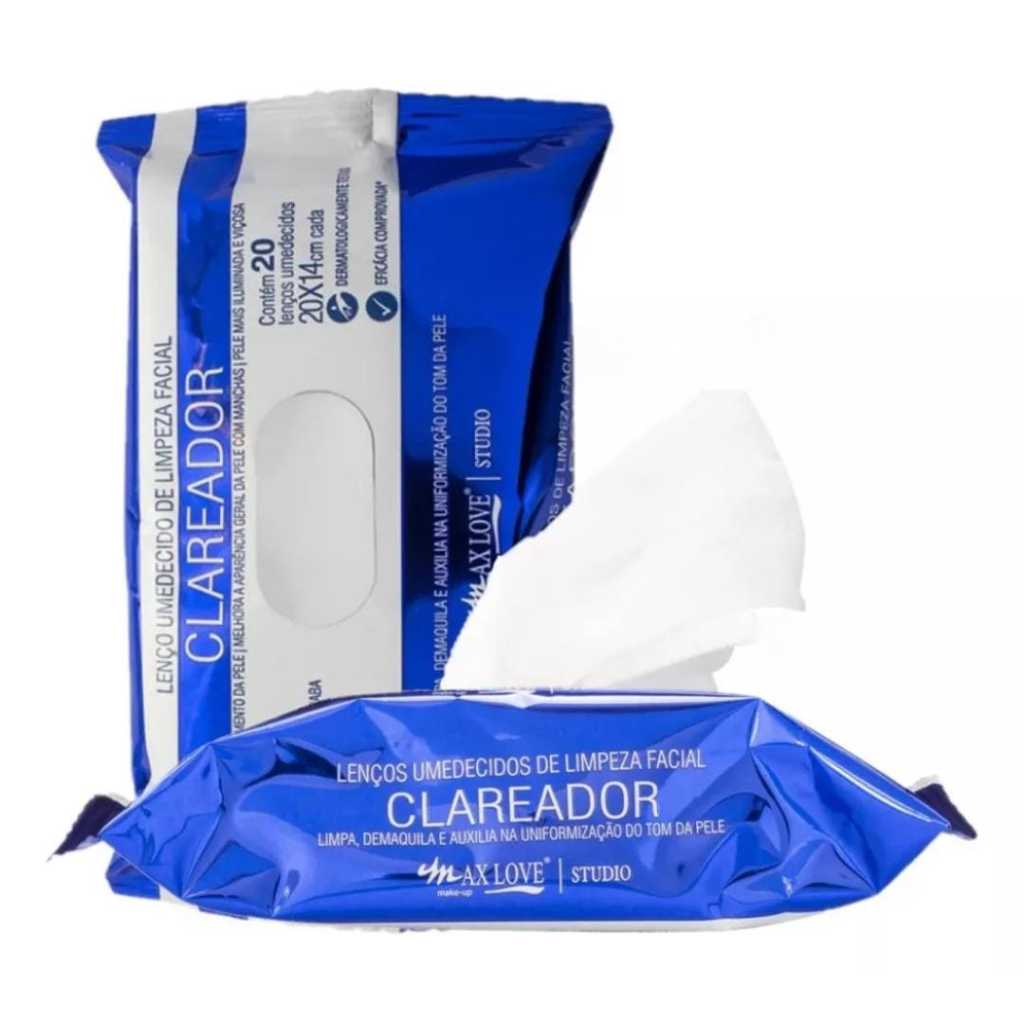Lenço Umedecido De Limpeza Facial Clareador -max Love Studio | Shopee ...