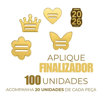 Kit 100 Unidades Aplique Finalizadores Espelhado De Laço Agenda 5 Modelos Passante Elástico