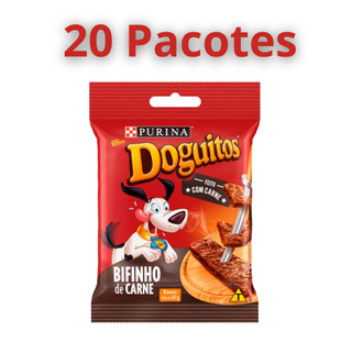 Petisco Doguitos Carne Caixa com 20 Pacotes em Oferta na Shopee
