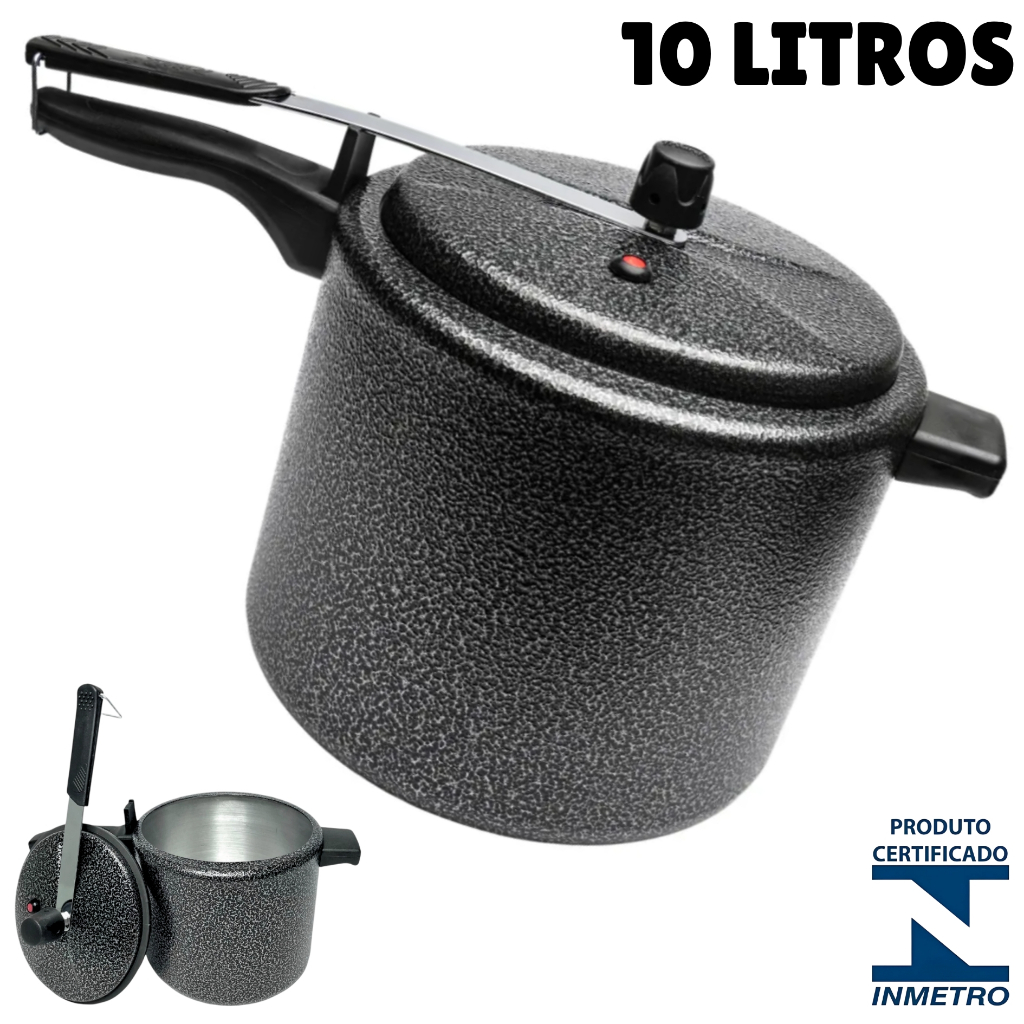 Panela De Pressão 10 Litros Preta Certificada Pelo Inmetro Com Ótima ...
