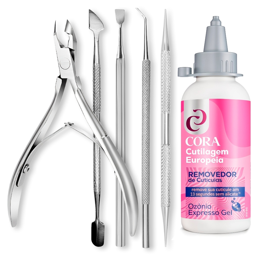 Kit Manicure Removedor De Cutículas Cora 100ml Alicate Profissional ...