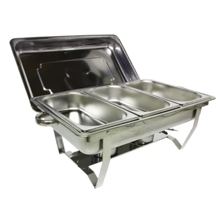 Rechaud Inox 9 Litros Panela Banho Maria Restaurante Buffet Servir 1/1, 1/2 ou 1/3
