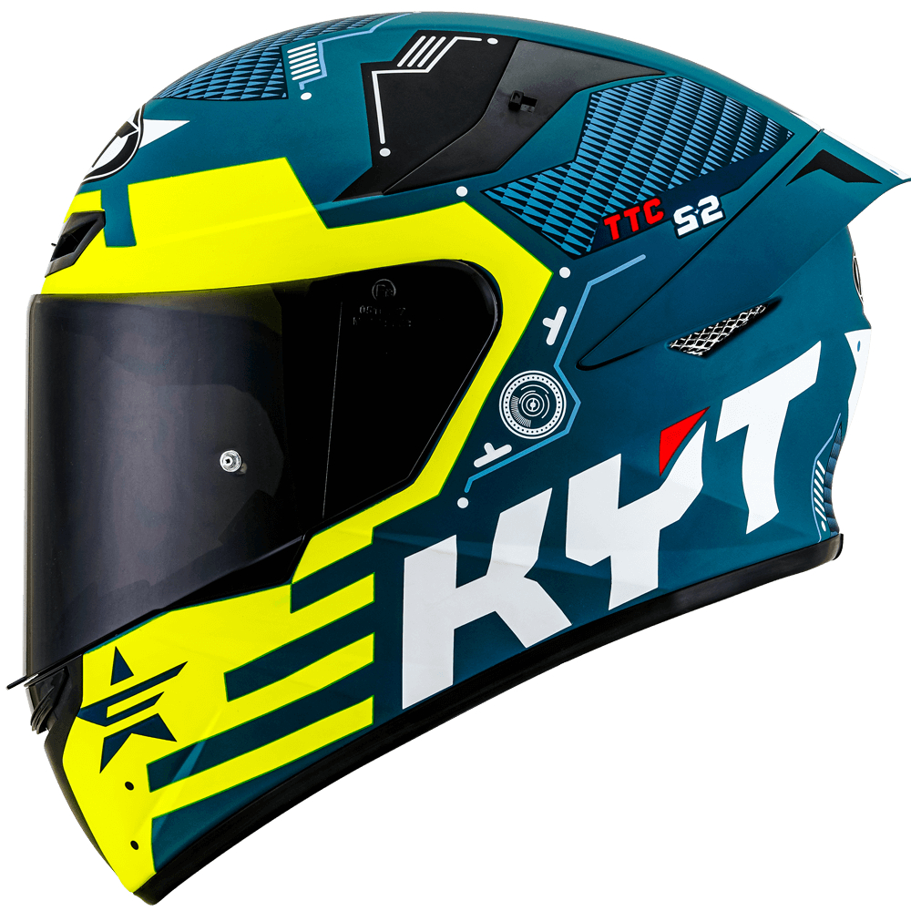 Capacete Moto Esportivo Kyt Tt Course Fuselage Amarelo Azul