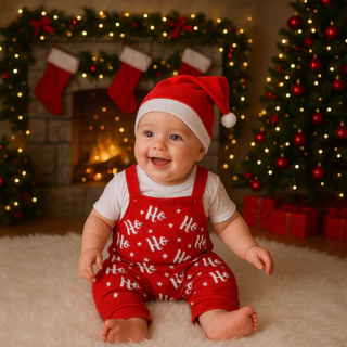 Conjunto Natalino HINTINA Para Bebês - Macacão De Papai Noel Com Chapéu