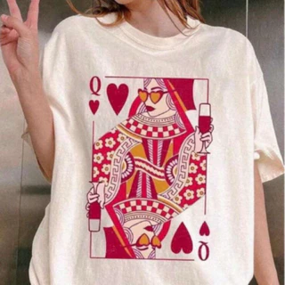 Blusa Blusinha Camiseta T- Shirt Feminina Carta Baralho Estilosa Diferente Fashion Rainha de Copas