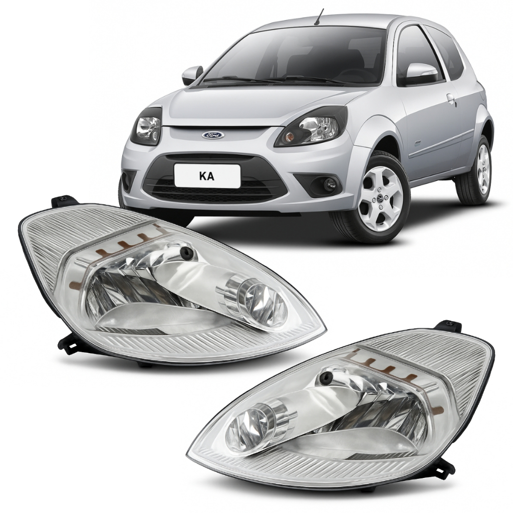 Farol Ford Ka Máscara Cromada 2008 2009 2010 2011 2012 2013 2014 ...