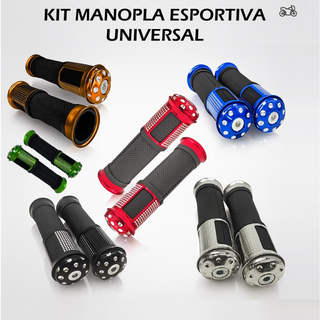 Manopla Luvinha Moto Esportiva Alumínio Borracha Antiderrapante Universal Preta Croma Azul Doura Vrm