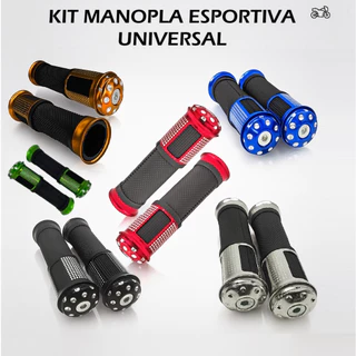Manopla Luvinha Moto Esportiva Alumínio Borracha Antiderrapante Universal Preta Croma Azul Doura Vrm