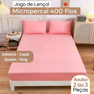 Jogo de Lençol 3 Peças Micropercal 400 Fios Liso - Solteiro Casal Queen King em Oferta na Shopee
