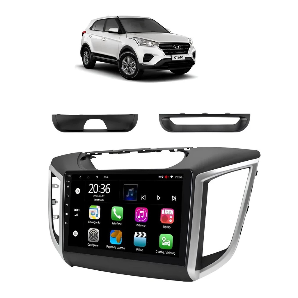 Kit Multimídia Creta 2017 Á 2024 9 Polegadas Android Carplay Wi-fi ...