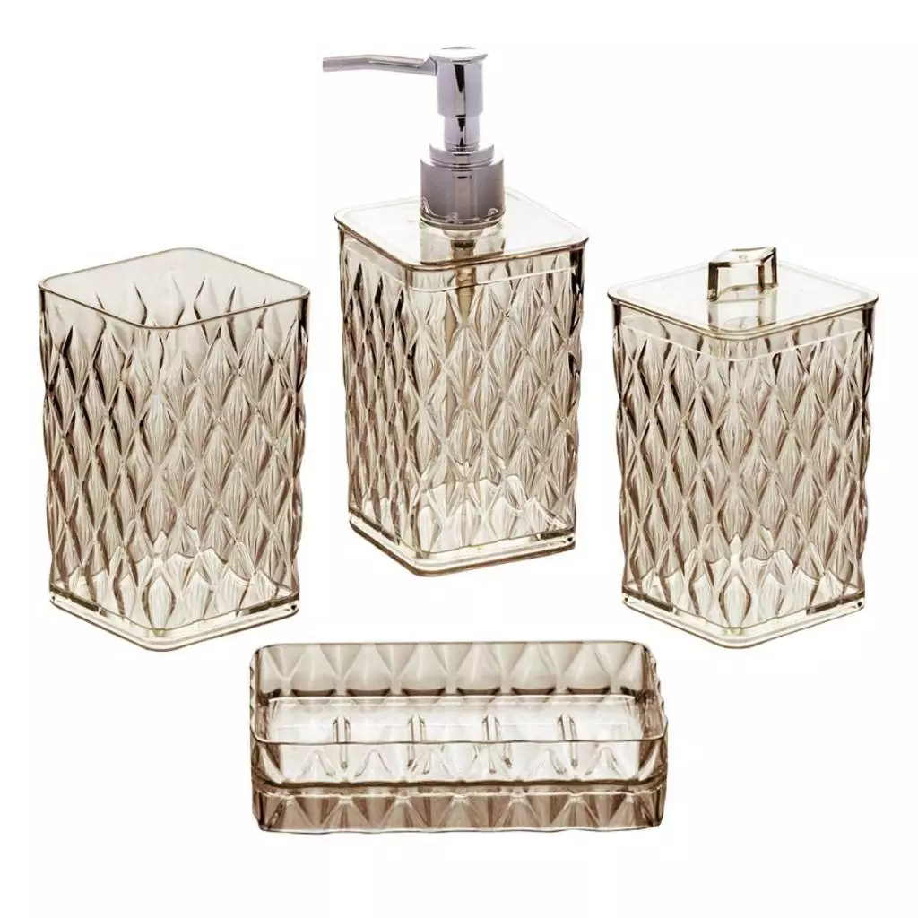 Kit Banheiro Conjunto 4 Peças Plasútil Completo Acrílico Decoração Banheiro Kit Banho Glamour Lavabo