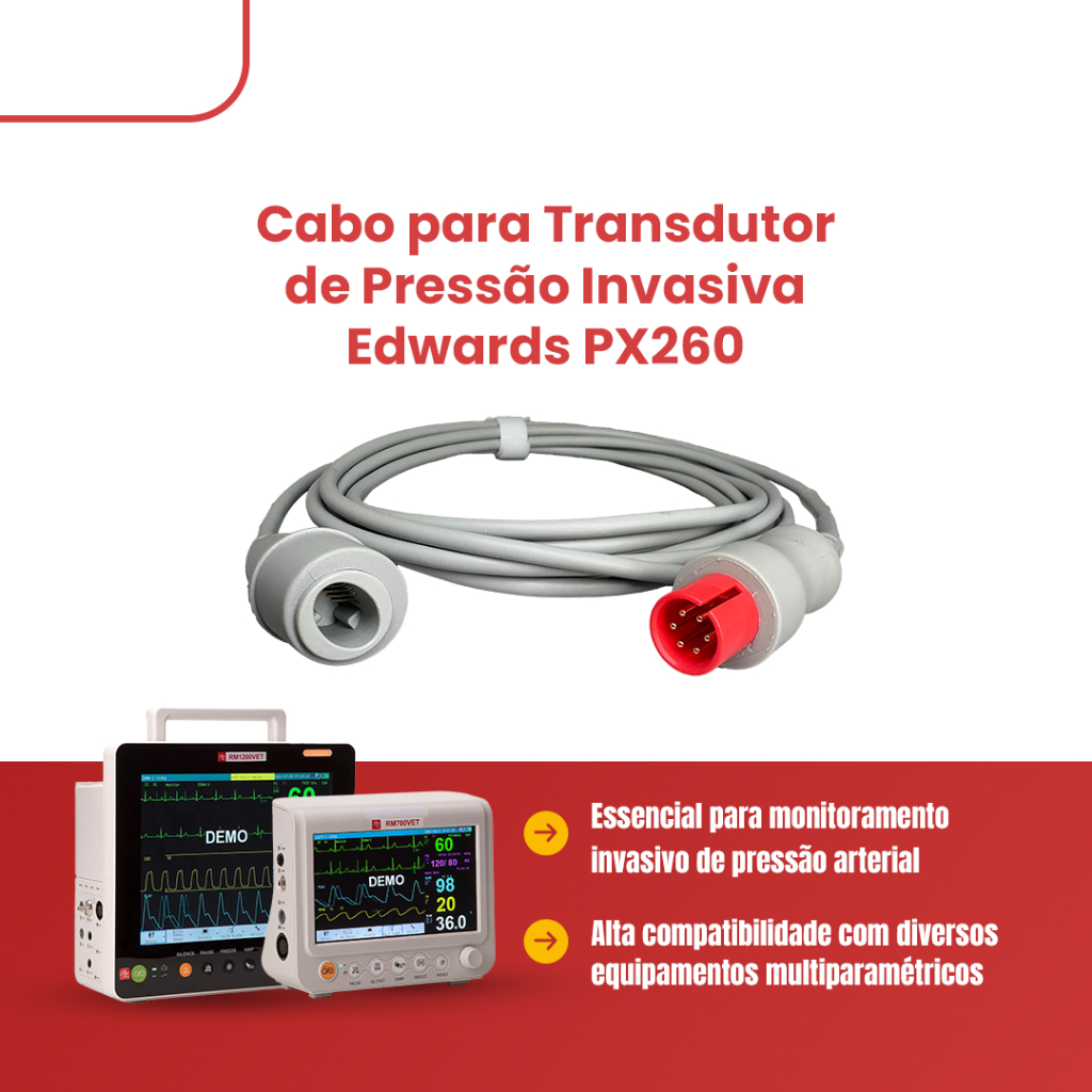 Cabo de Pressão Invasiva - Compatível Edwards PX260 | Shopee Brasil
