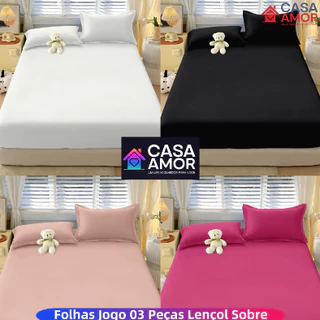 Jogo de lençol Liso com elástico e fronha 02 ou 03 peças Não Desbota SOLTEIRO/ CASAL QUEEN  Alta qualidade Micropercal 1 em Oferta na Shopee