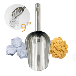 Pá Pegador de Gelo e Cereais em Aço Inoxidável 9 Polegadas Ideal para Cozinha, Bar e Confeitaria