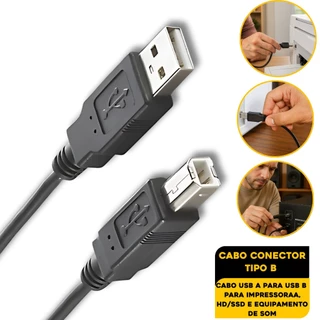 Cabo USB 2.0 Tipo B 5 Metros Para Impressora HP Epson Canon Brother Samsung Xerox Kyocera Lexmark Ricoh Elgin Sharp em Oferta na Shopee