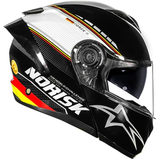 Capacete Norisk Force 2 Grand Prix Alemanha - Preto/Branco (Articulado)