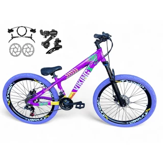 Bicicleta Aro 26 Vikingx Tuff Câmbios Shimano Freio a Disco Hidráulico 21v Freeride Downhill  Rodas Vmaxx DH Pneu Flame em Oferta na Shopee