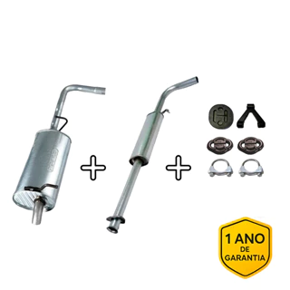 Kit Escapamento Traseiro + Intermediario Gol G4 1.0 8v 2006 2007 2008 2009 2010 2011 2012 2013