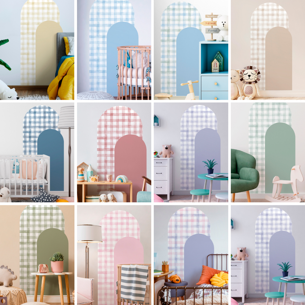 Papel de Parede Autocolante Arcos Xadrez Vichy Diversas Cores Para ...