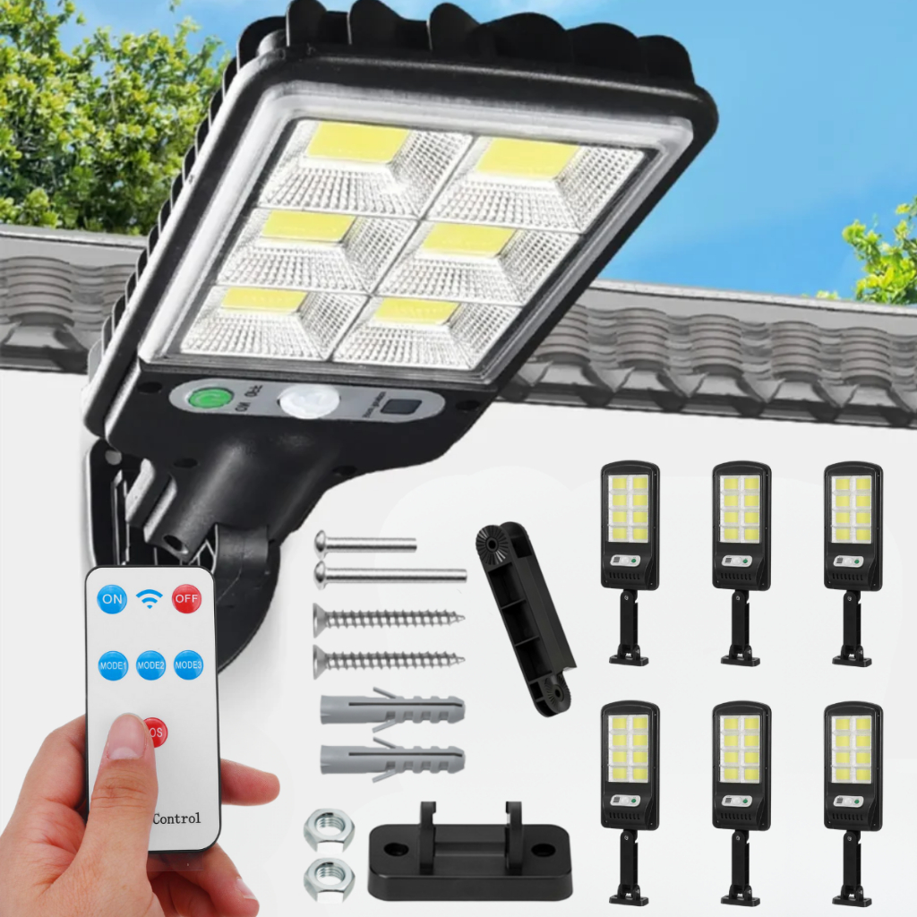 Luminária Refletor Solar LED 120 Leds Externa com Sensor de Presença 6 ...