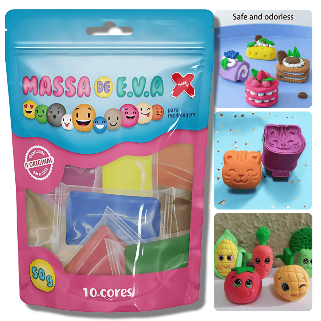 Massinha de EVA de Modelar Slime Infantil 10 Cores Colorida Atóxica ...