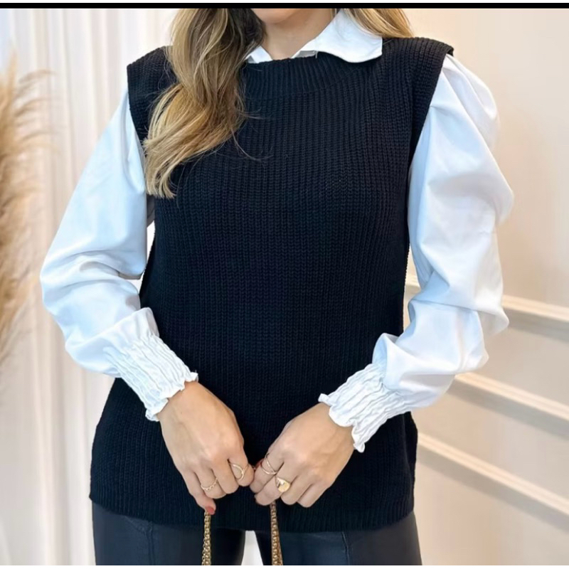 Blusa Colete Feminino Basico Tricot Sem Manga | Shopee Brasil