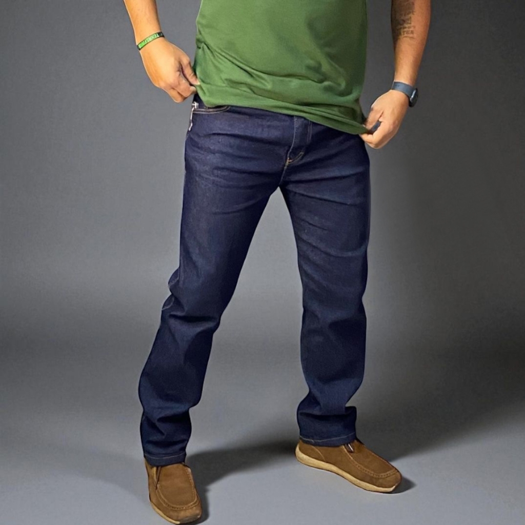 Calça Jeans Masculina Tradicional Com Elastano Lycra Azul