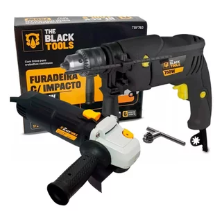 Furadeira Elétrica 750w 1/2 13mm Com Esmerilhadeira Lixadeira The Black Tools