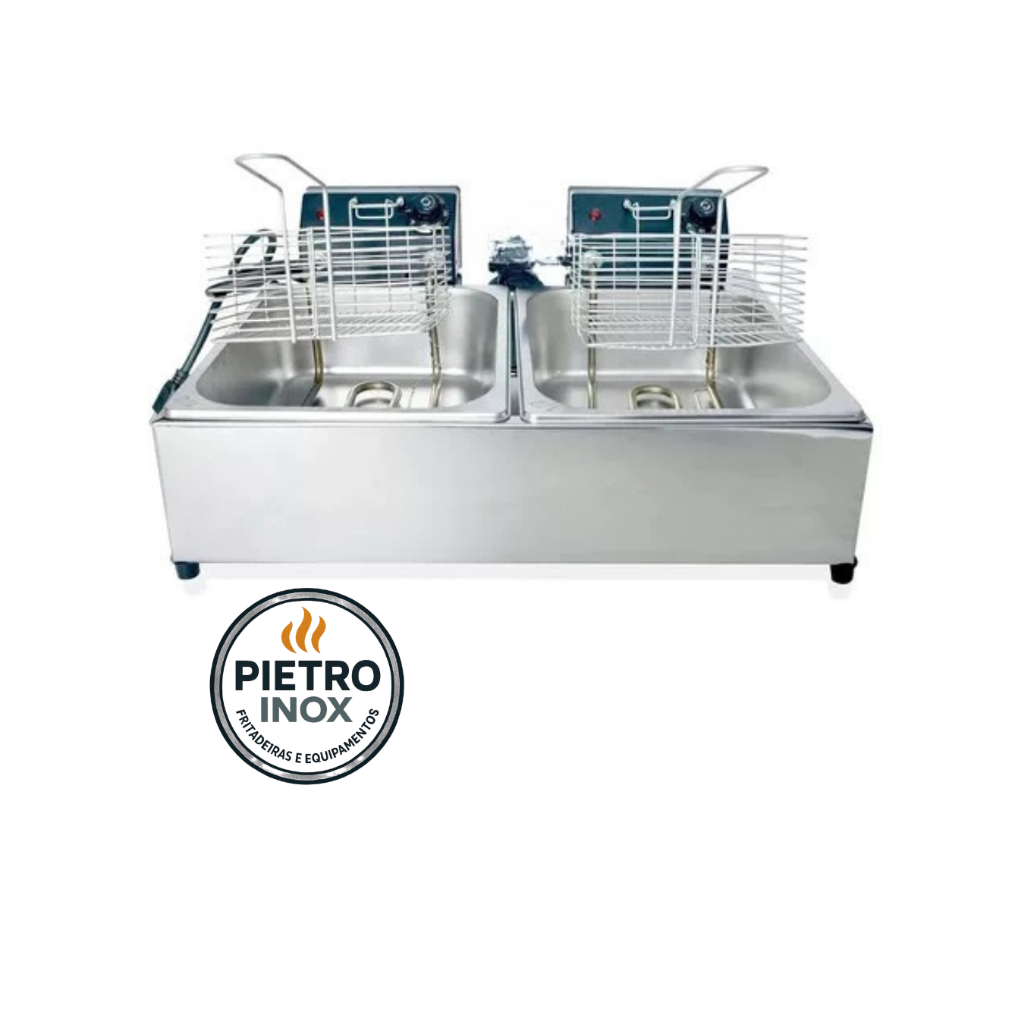 FRITADEIRA ELÉTRICA 10 LITROS (5 LITROS CADA CUBA) PARA BATA