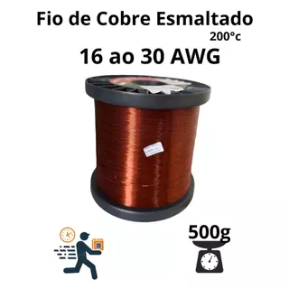 Fio de Cobre Esmaltado 16 ao 30 AWG 200°c - Pronta Entrega - 1/2kg