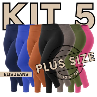 Kit 5 Calças Legging Plus Size Fitness Feminina Cintura Alta Leg Suplex Academia Zero Transparência em Oferta na Shopee